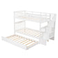 White Double Twin Size Stairway Bunk Bed By Homeroots | Beds | Modishstore - 7