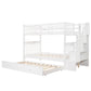 White Double Twin Size Stairway Bunk Bed By Homeroots | Beds | Modishstore - 9