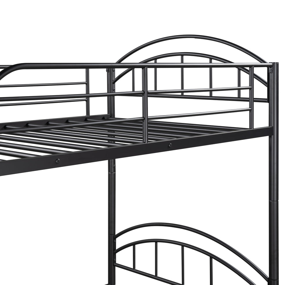 Black Modern Classic Twin Over Twin Metal Bunk Bed By Homeroots | Beds | Modishstore - 6