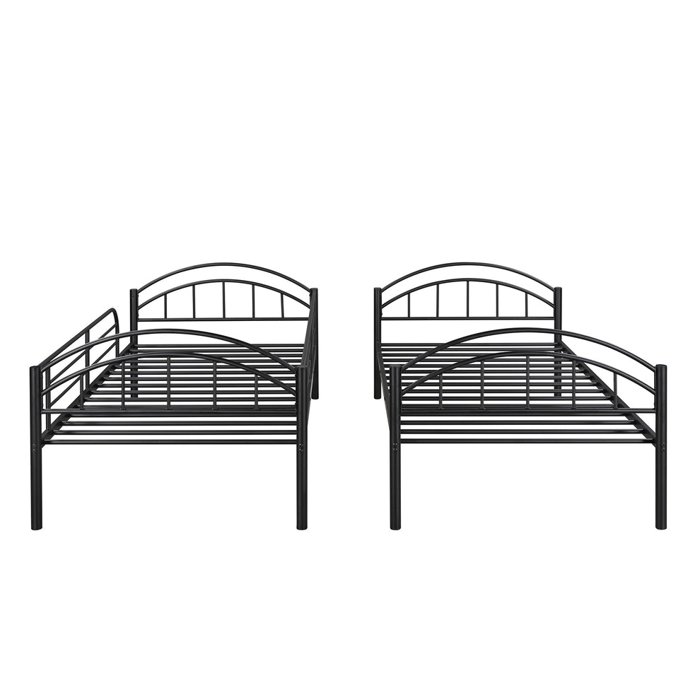 Black Modern Classic Twin Over Twin Metal Bunk Bed By Homeroots | Beds | Modishstore - 8
