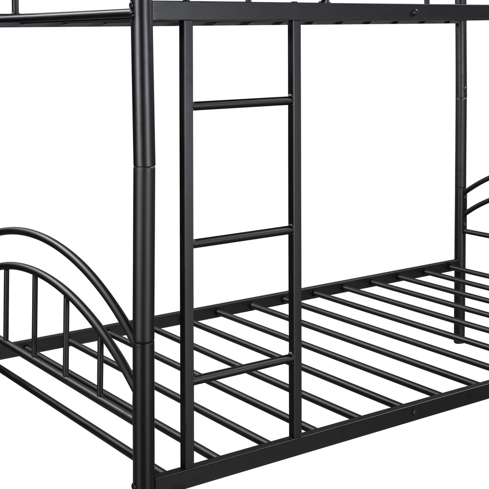 Black Modern Classic Twin Over Twin Metal Bunk Bed By Homeroots | Beds | Modishstore - 9