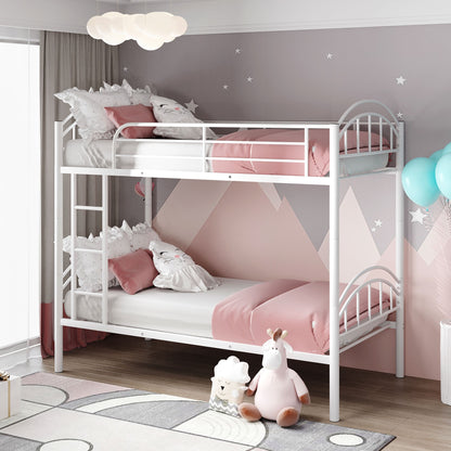 Black Modern Classic Twin Over Twin Metal Bunk Bed By Homeroots | Beds | Modishstore - 10