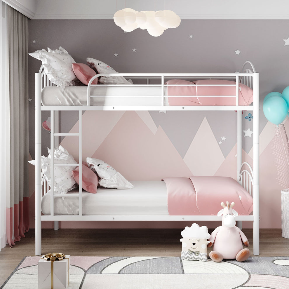 Black Modern Classic Twin Over Twin Metal Bunk Bed By Homeroots | Beds | Modishstore - 11