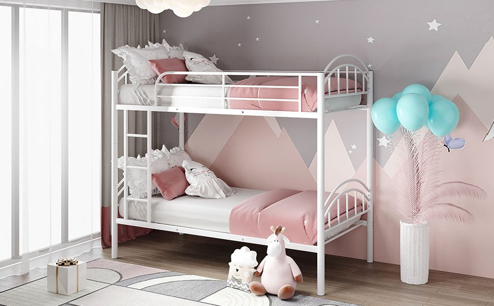 Black Modern Classic Twin Over Twin Metal Bunk Bed By Homeroots | Beds | Modishstore - 13