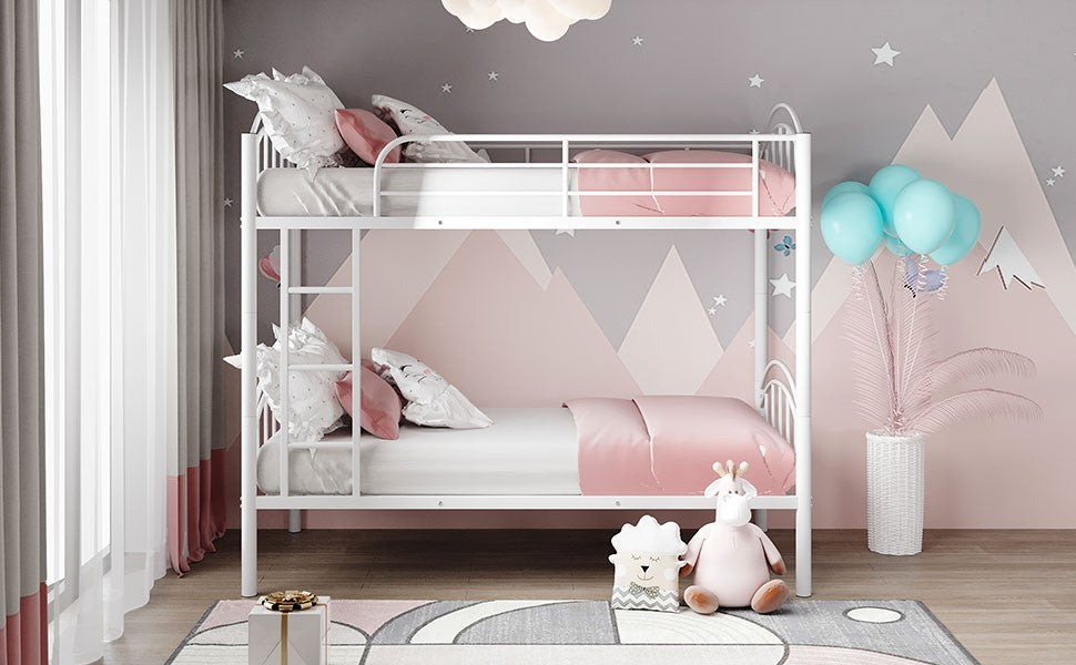 Black Modern Classic Twin Over Twin Metal Bunk Bed By Homeroots | Beds | Modishstore - 14