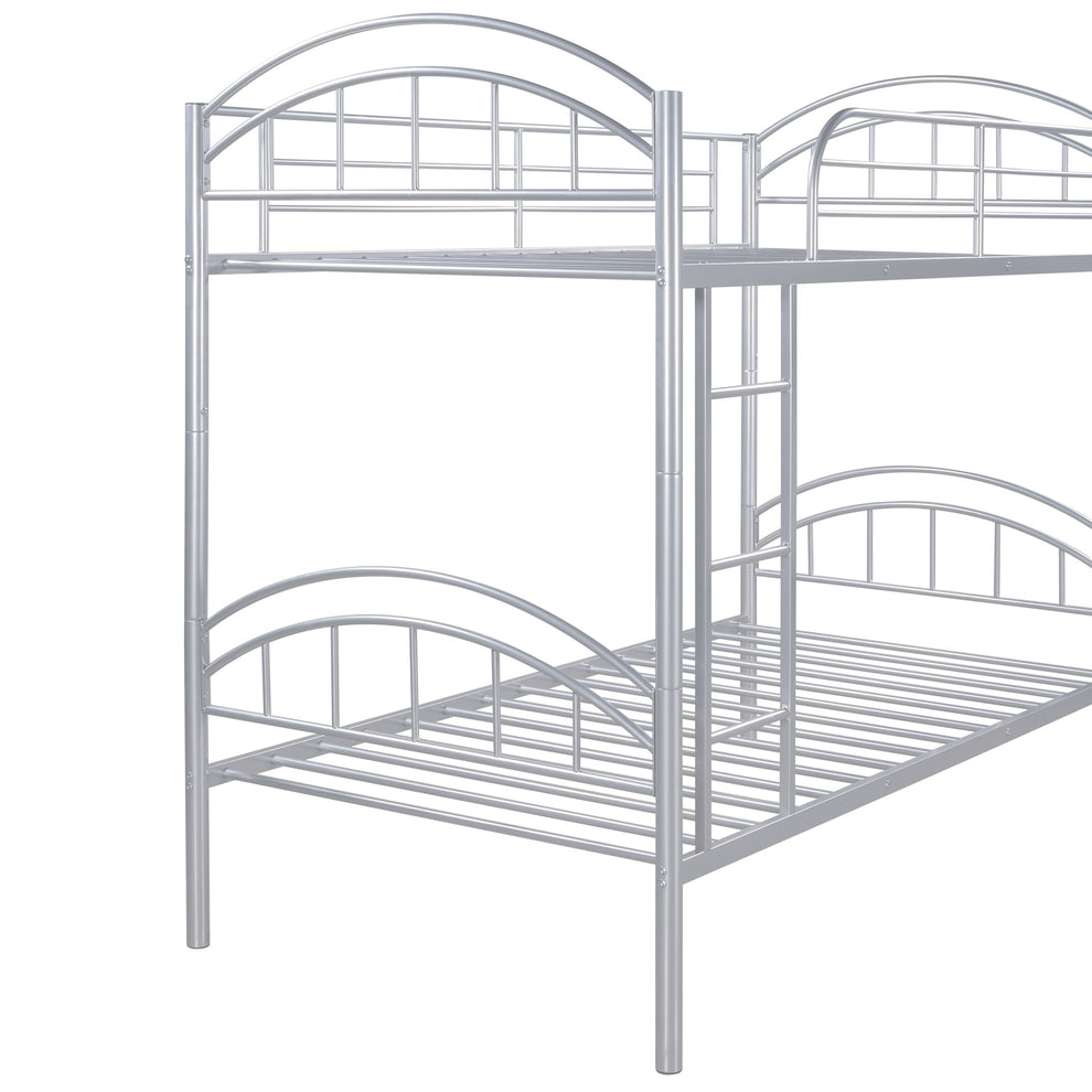 Black Modern Classic Twin Over Twin Metal Bunk Bed By Homeroots | Beds | Modishstore - 25