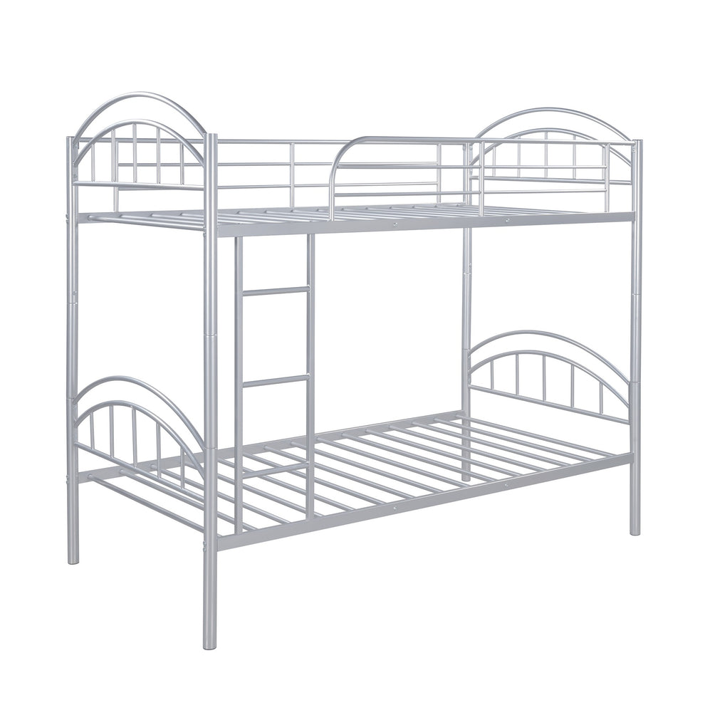 Black Modern Classic Twin Over Twin Metal Bunk Bed By Homeroots | Beds | Modishstore - 27