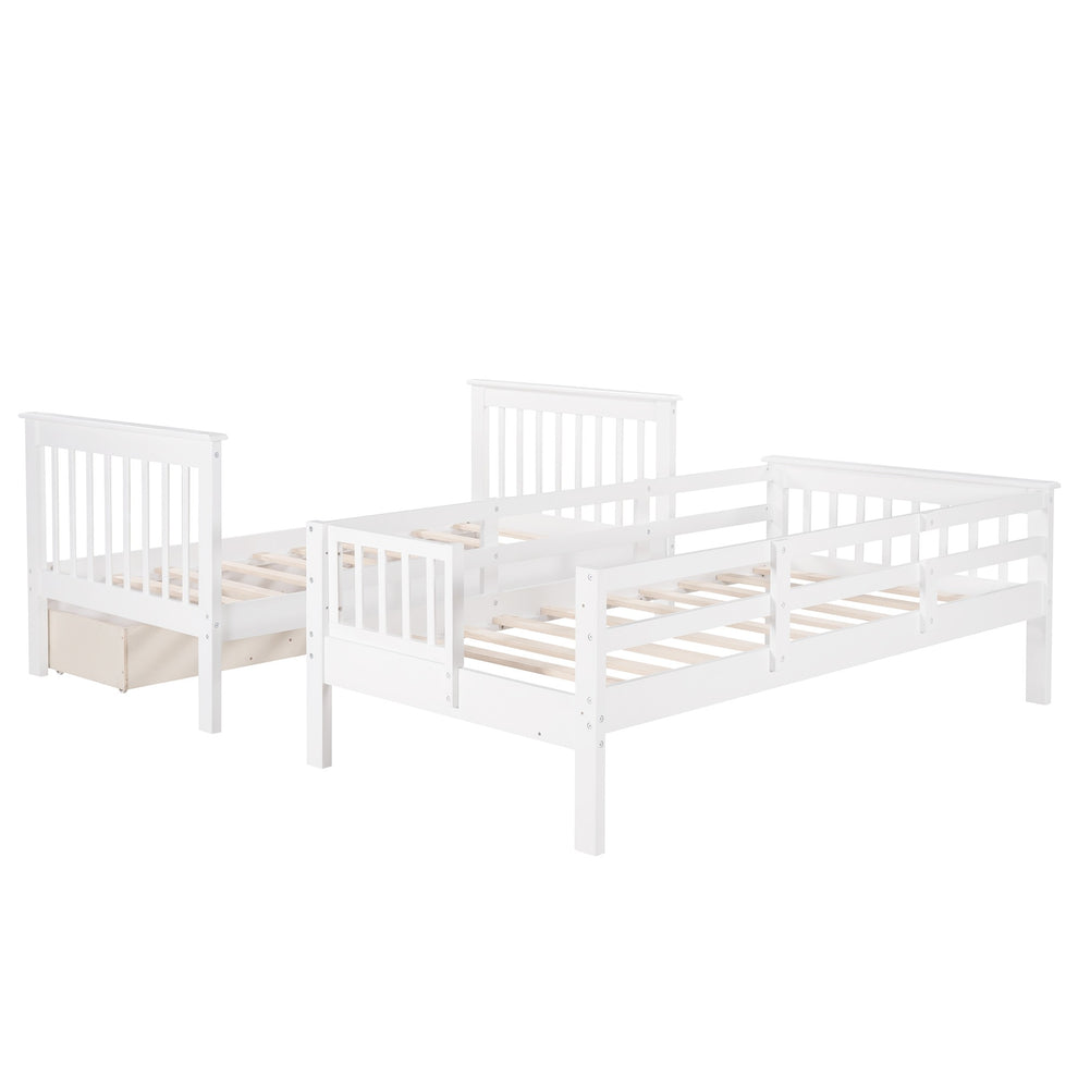 Gray Twin Over Twin Bunk Bed With Stairway And Drawers By Homeroots | Beds | Modishstore - 17