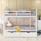 Modern White Full Over Full Bunk Bed With Two Drawers By Homeroots | Beds | Modishstore - 2