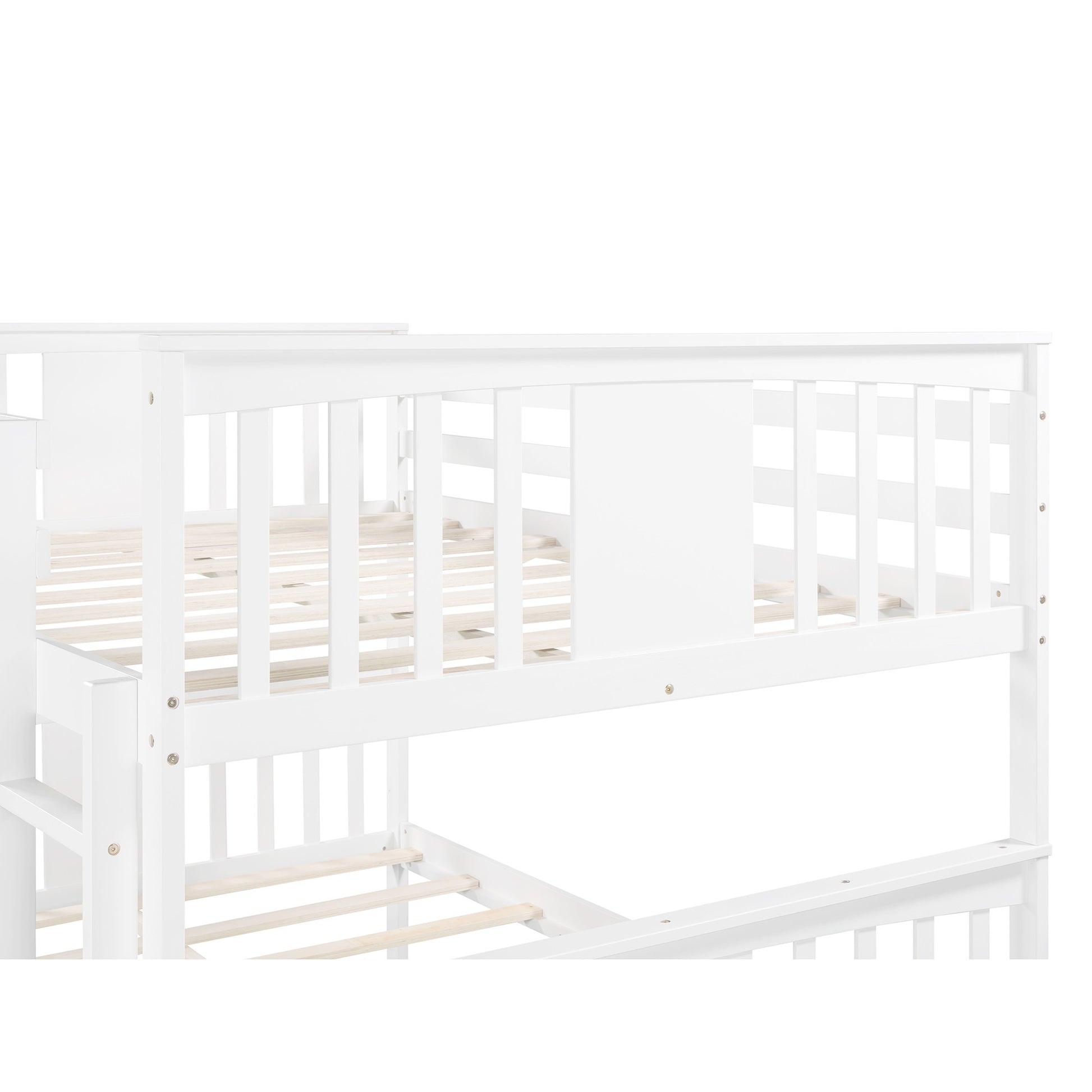 Modern White Full Over Full Bunk Bed With Two Drawers By Homeroots | Beds | Modishstore - 4