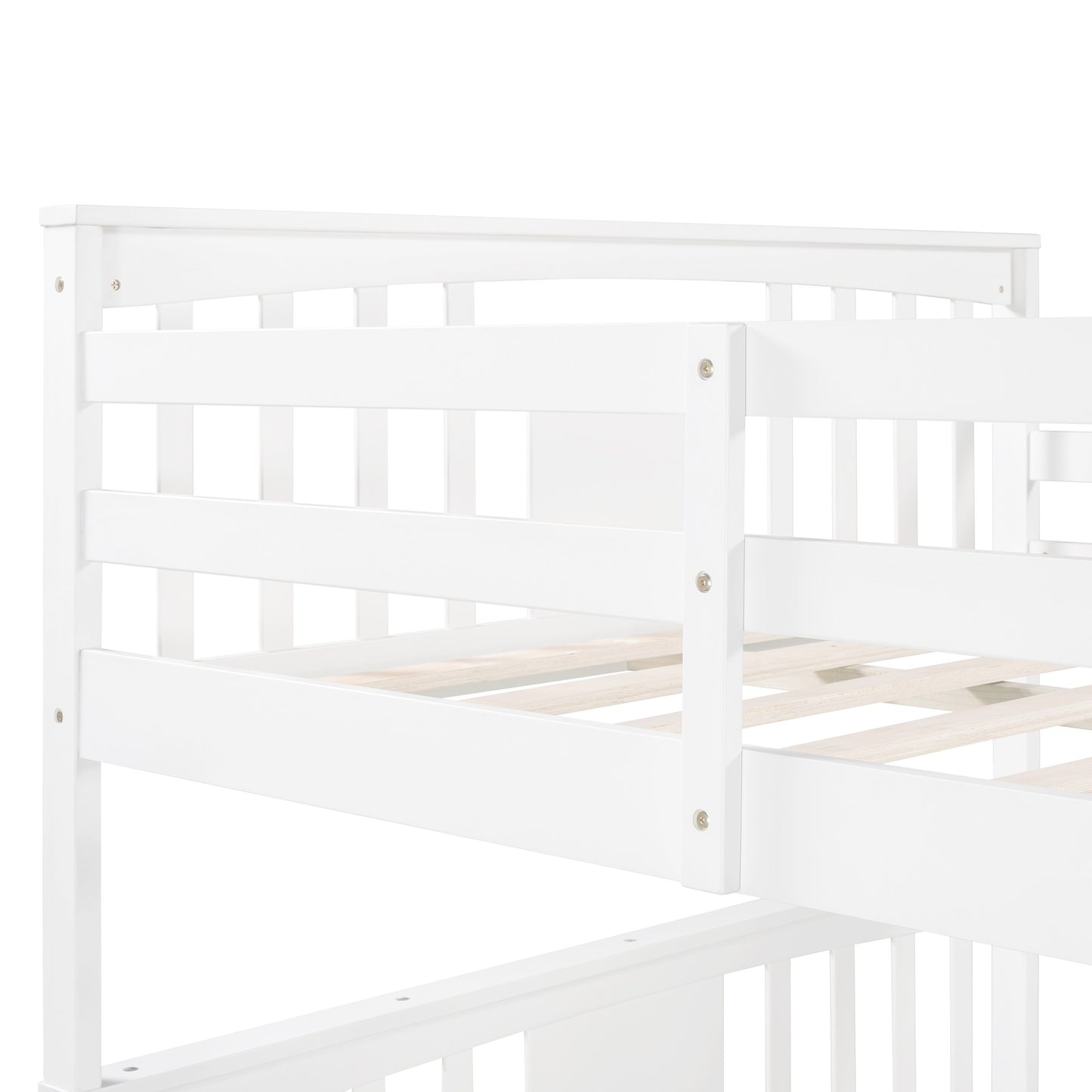 Modern White Full Over Full Bunk Bed With Two Drawers By Homeroots | Beds | Modishstore - 8