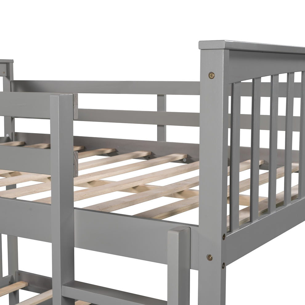 Modern White Full Over Full Bunk Bed With Two Drawers By Homeroots | Beds | Modishstore - 14
