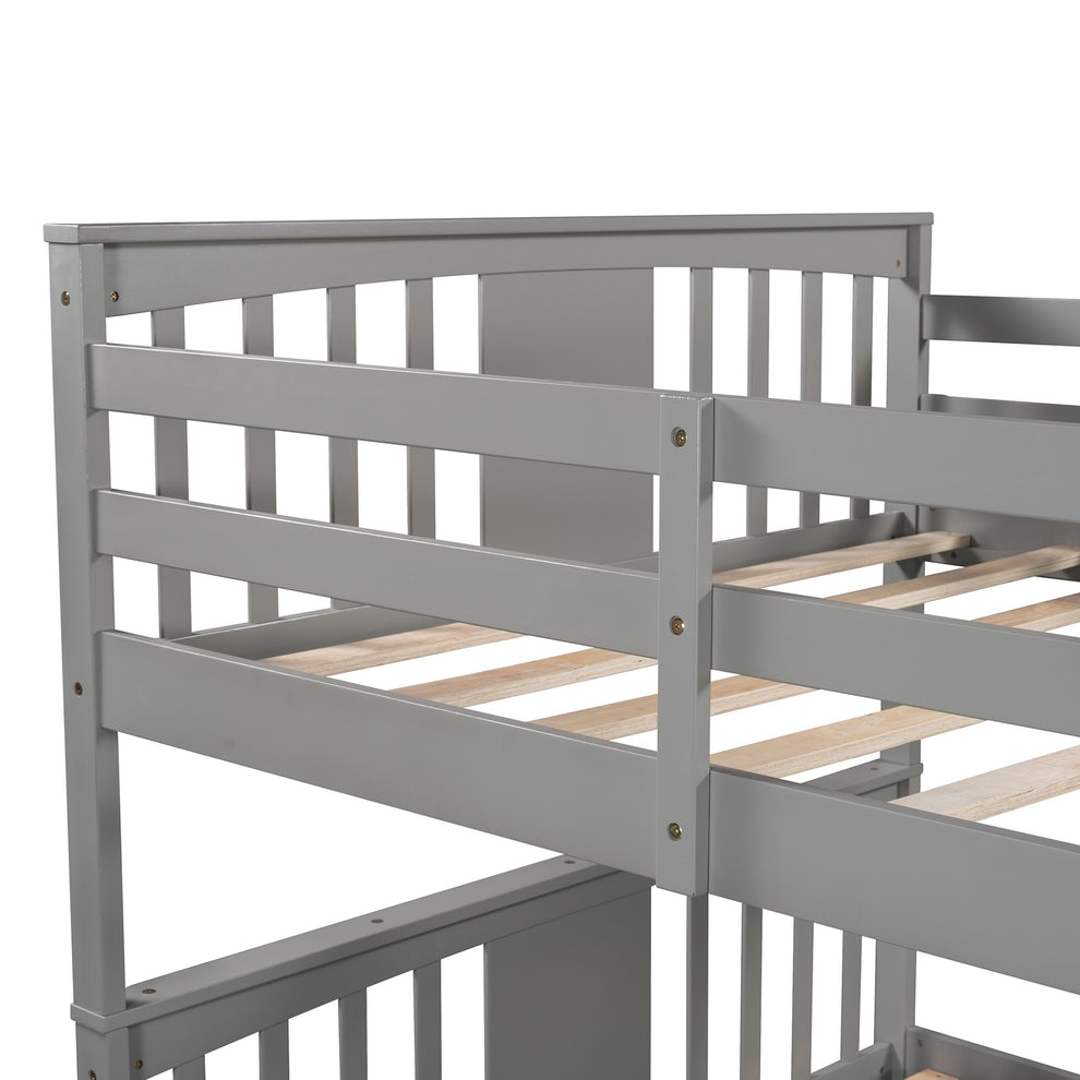 Modern White Full Over Full Bunk Bed With Two Drawers By Homeroots | Beds | Modishstore - 15