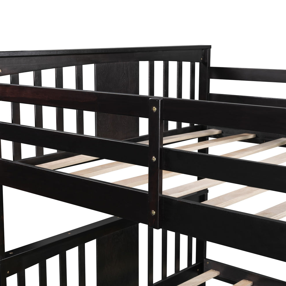 Modern White Full Over Full Bunk Bed With Two Drawers By Homeroots | Beds | Modishstore - 27