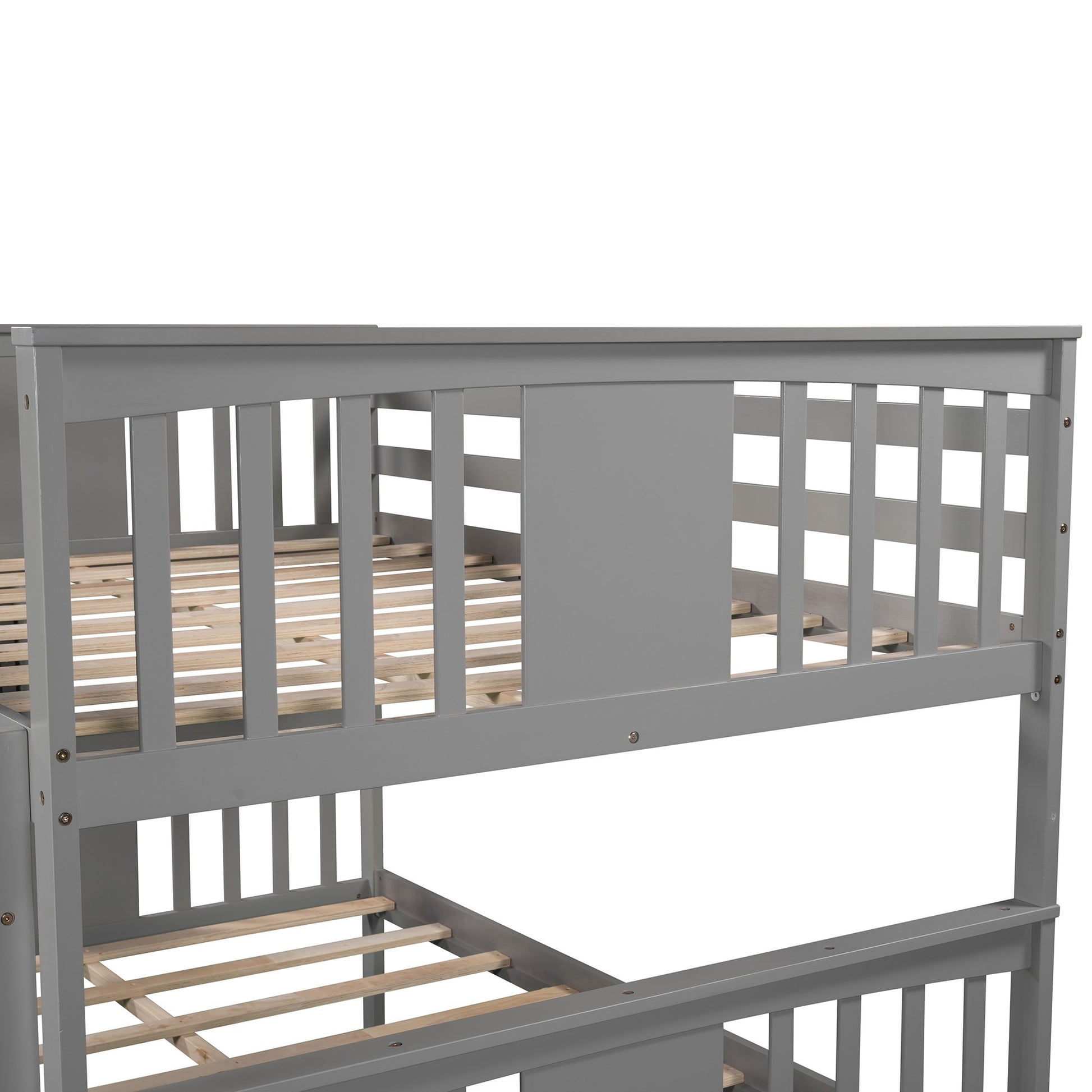 Full Over Full Bunk Bed With Ladder For Bedroom, Guest Room Furniture-White By Homeroots | Beds | Modishstore - 13