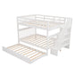 White Full Over Full Bunk Bed With Stairway Drawers And Trundle By Homeroots | Beds | Modishstore - 5
