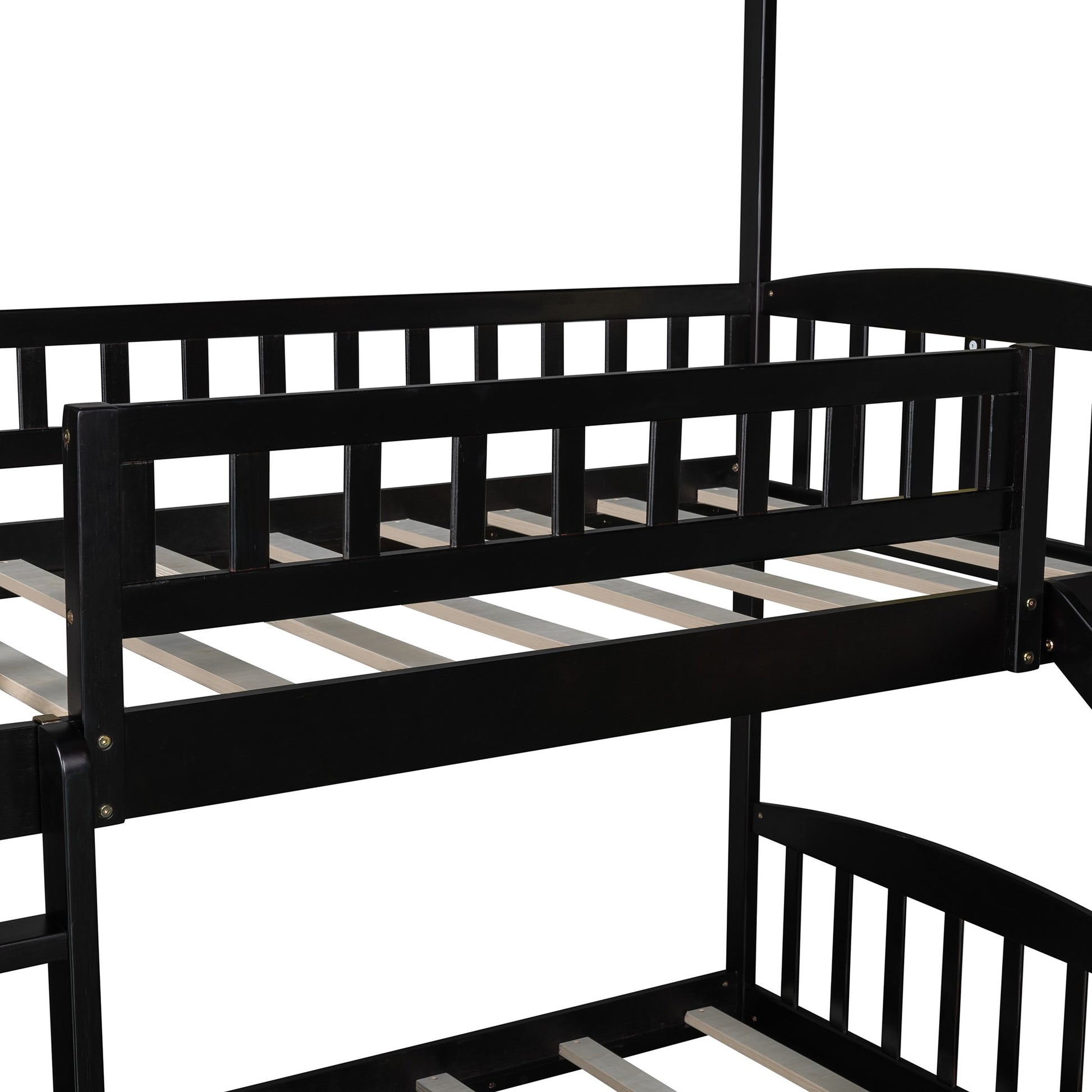 White Twin Over Twin Playhouse Styled Bunk Bed By Homeroots | Beds | Modishstore - 24