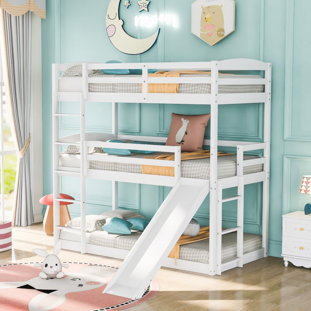 Gray Triple Bunk Twin Sized Bed With Slide By Homeroots | Beds | Modishstore - 10