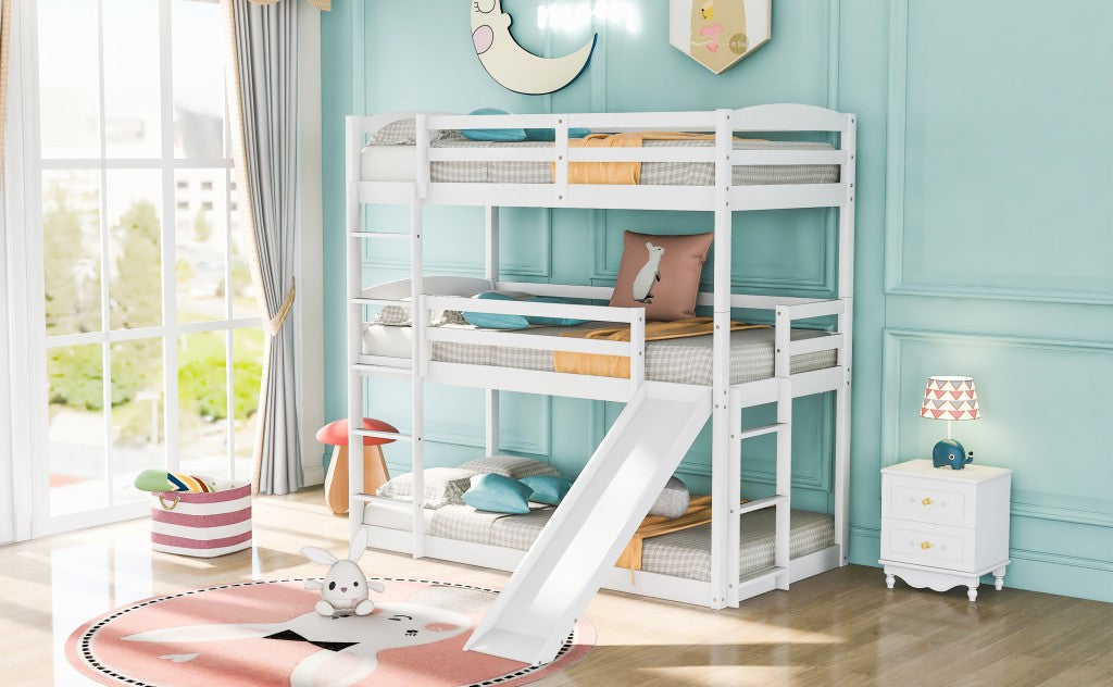 Gray Triple Bunk Twin Sized Bed With Slide By Homeroots | Beds | Modishstore - 13