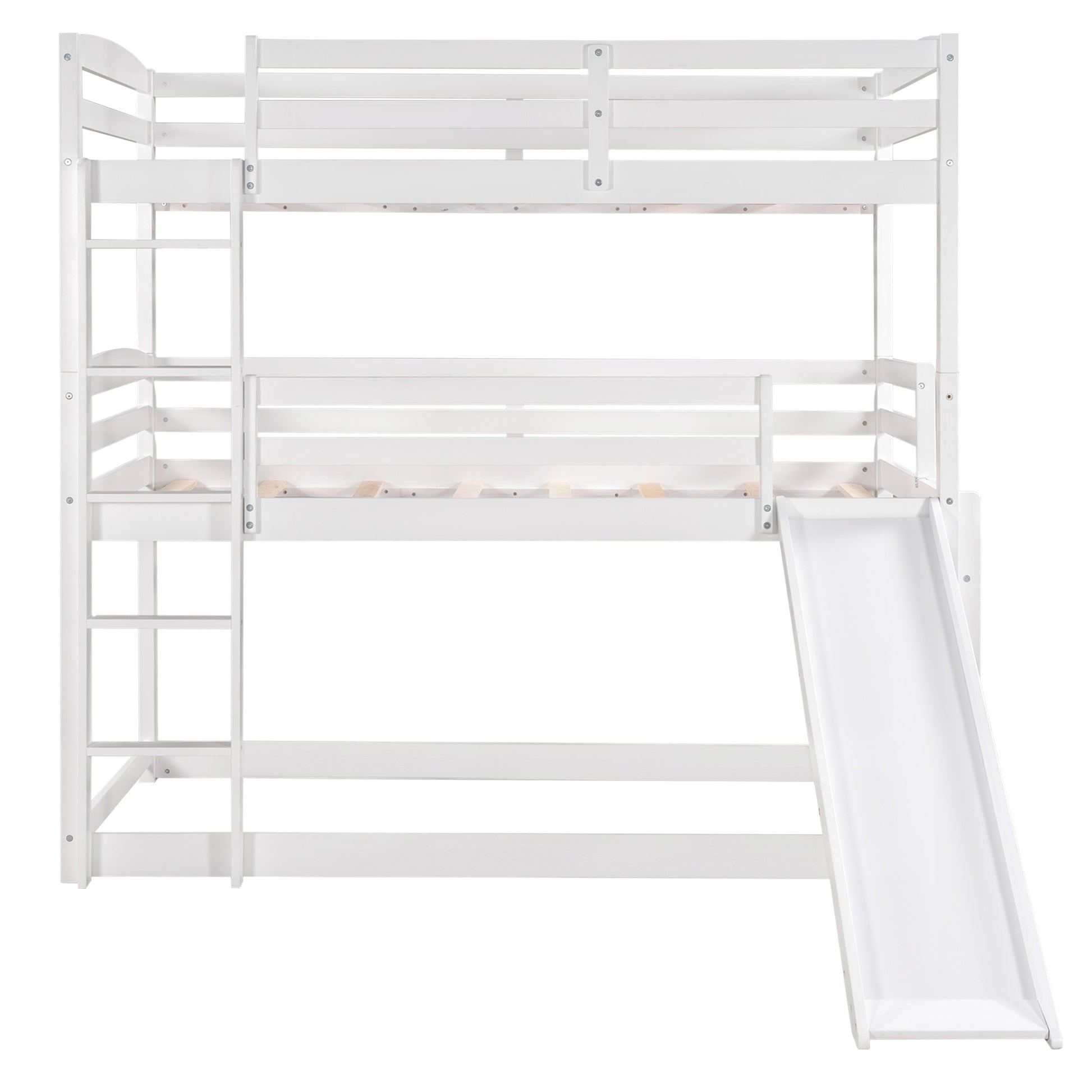 Gray Triple Bunk Twin Sized Bed With Slide By Homeroots | Beds | Modishstore - 15