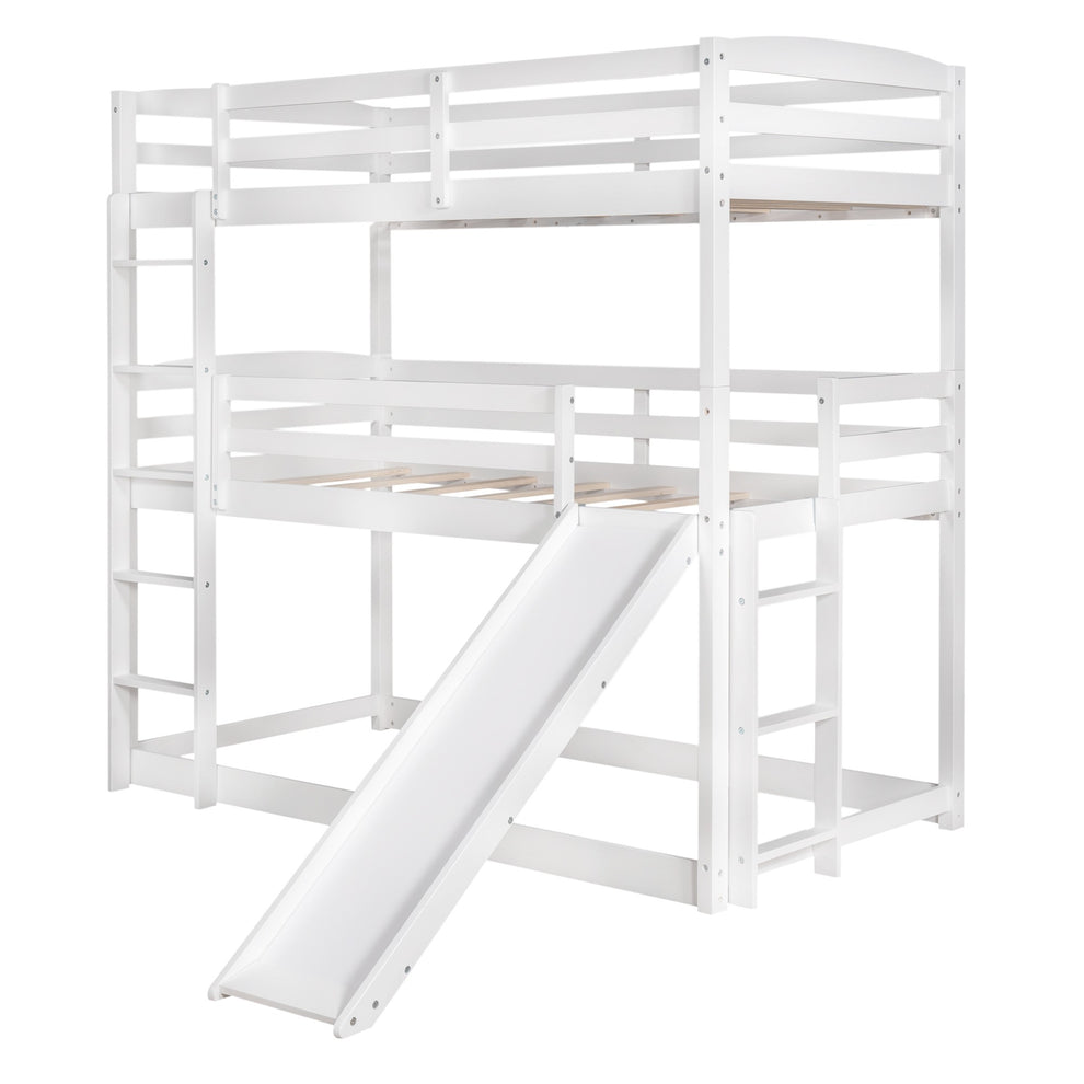 Gray Triple Bunk Twin Sized Bed With Slide By Homeroots | Beds | Modishstore - 17