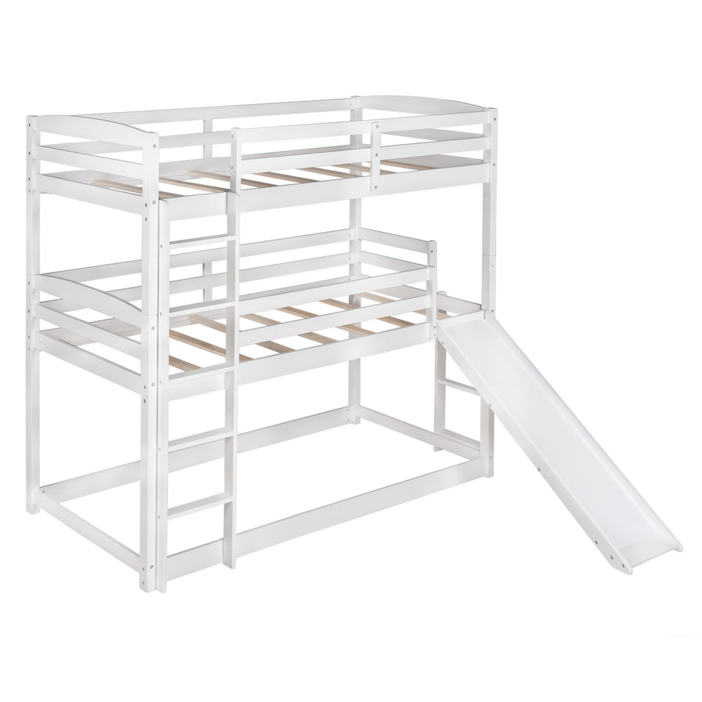 Gray Triple Bunk Twin Sized Bed With Slide By Homeroots | Beds | Modishstore - 18
