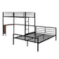 Black Twin Over Full Metal Bunk Bed With Built In Desk By Homeroots | Beds | Modishstore - 7