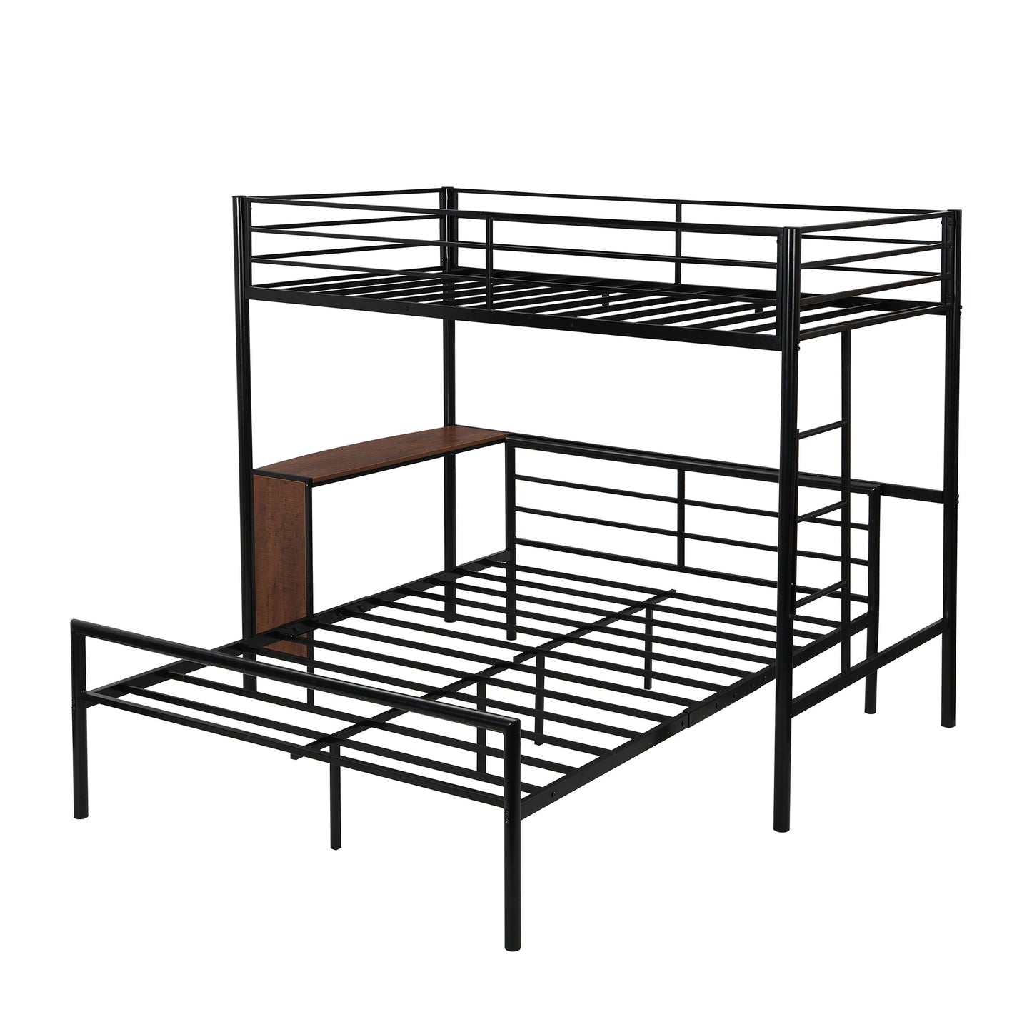 Black Twin Over Full Metal Bunk Bed With Built In Desk By Homeroots | Beds | Modishstore - 8