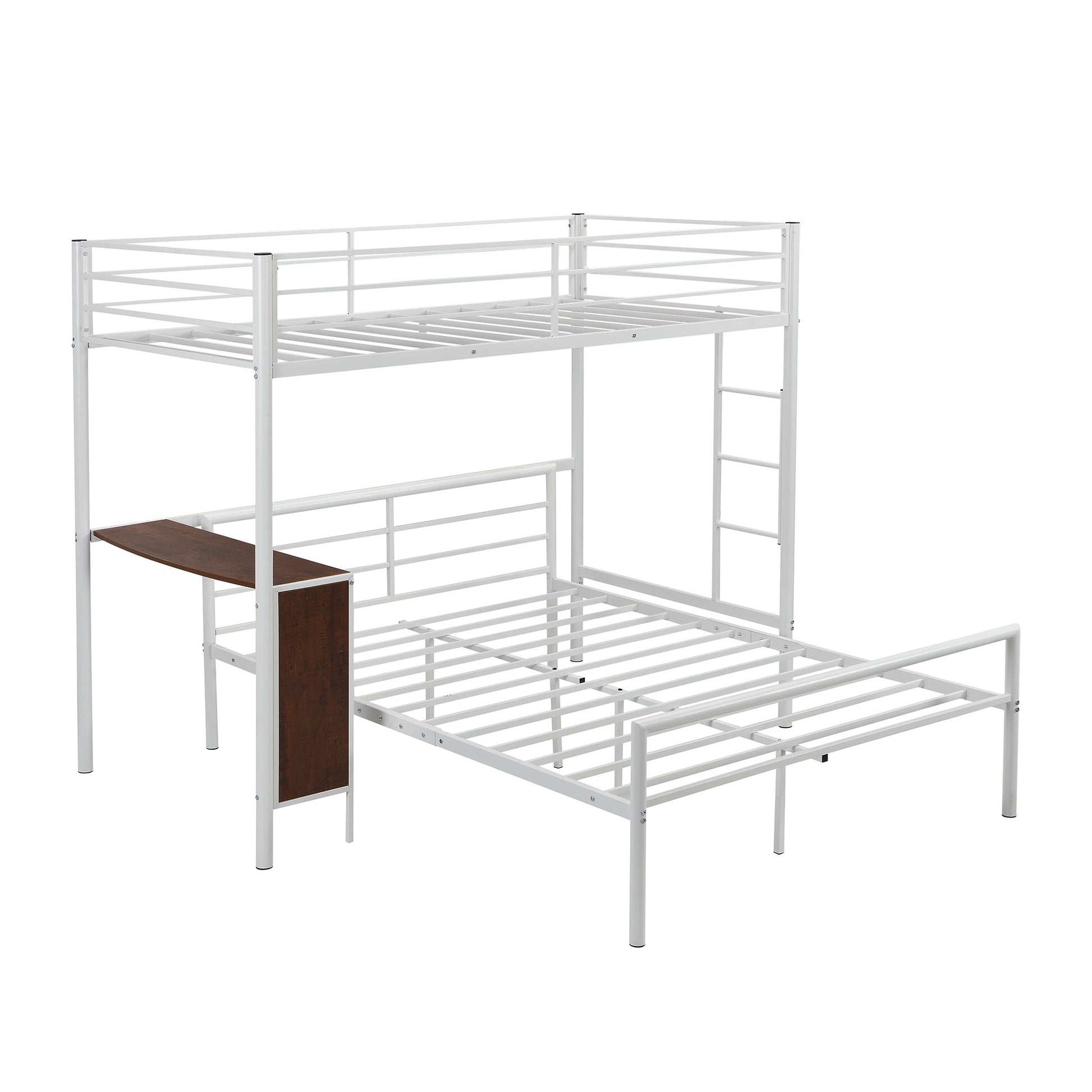 Black Twin Over Full Metal Bunk Bed With Built In Desk By Homeroots | Beds | Modishstore - 15