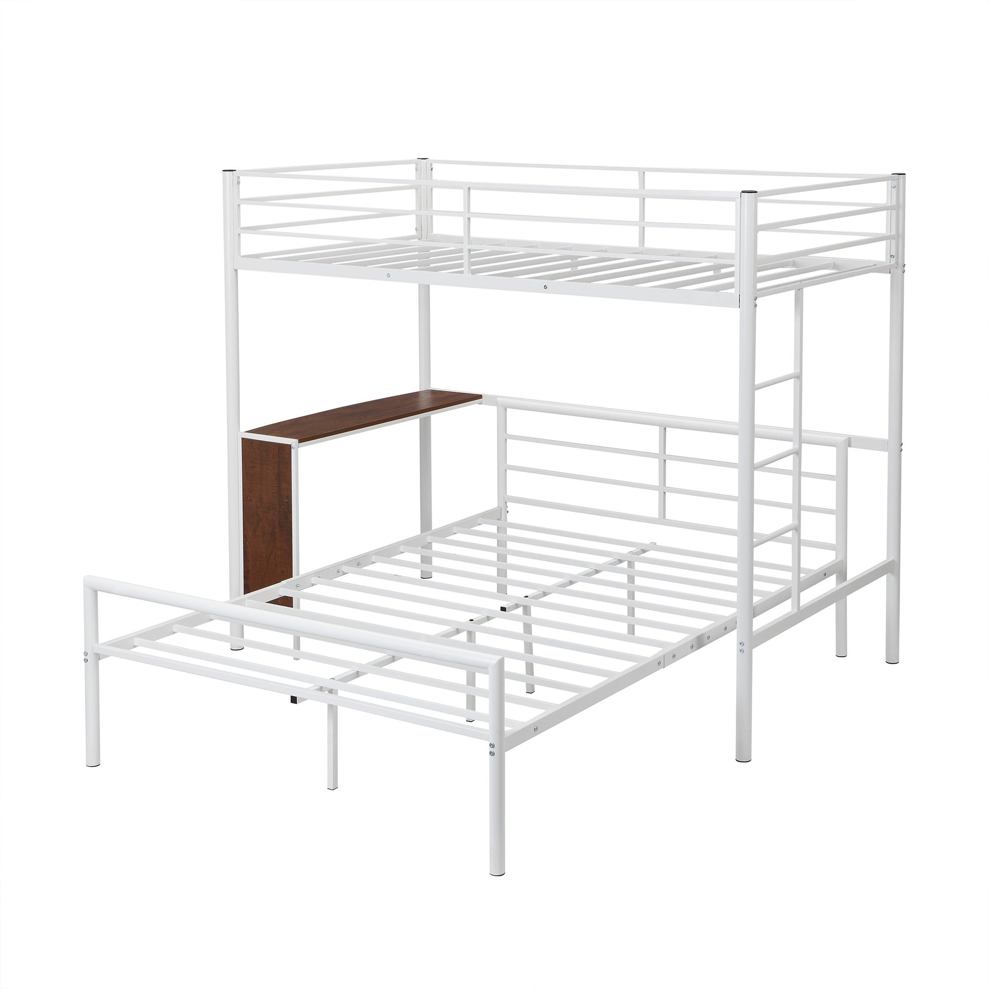 Black Twin Over Full Metal Bunk Bed With Built In Desk By Homeroots | Beds | Modishstore - 17