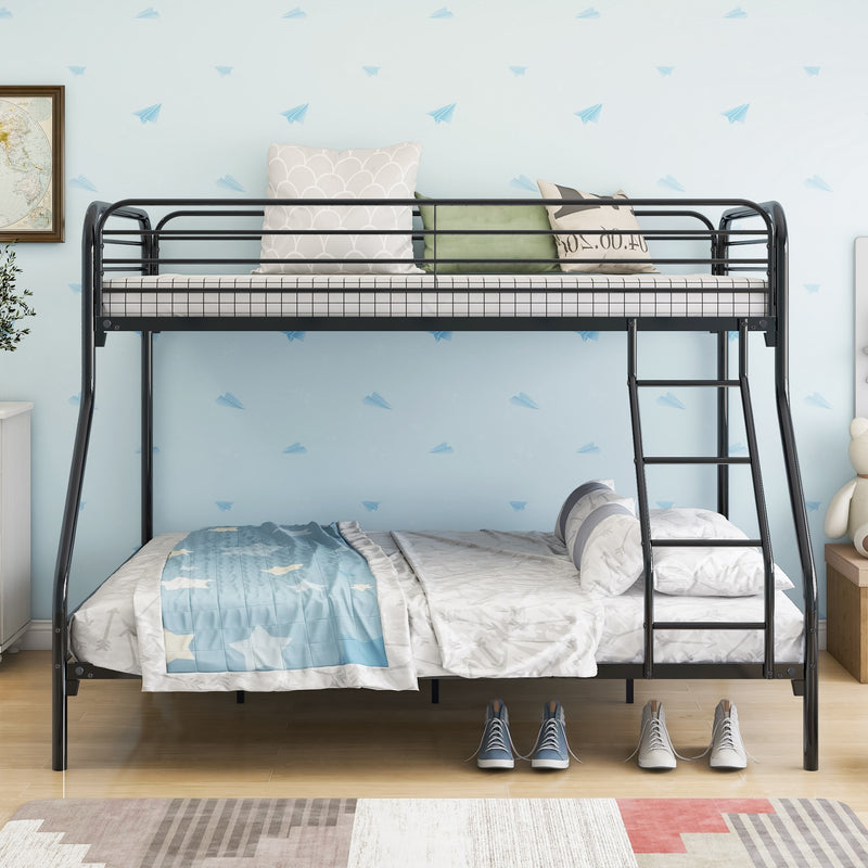 Black Heavy Duty Twin Over Full Metal Bunk Bed By Homeroots | Beds | Modishstore