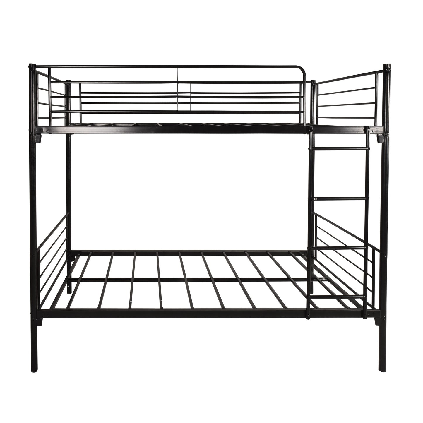 Black Heavy Duty Twin Over Twin Metal Bunk Bed With Ladder By Homeroots | Beds | Modishstore - 3
