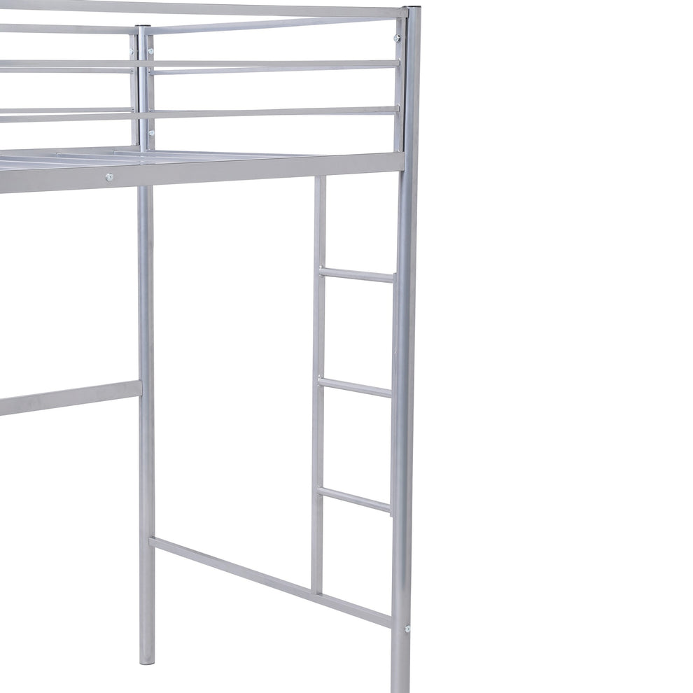 Silver Metal Twin Size Loft Bed With Desk By Homeroots | Beds | Modishstore - 4