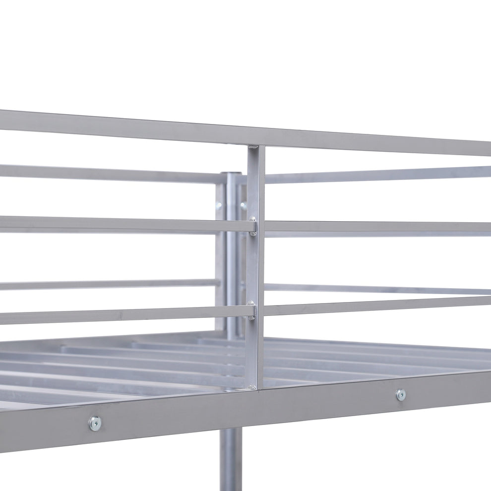 Silver Metal Twin Size Loft Bed With Desk By Homeroots | Beds | Modishstore - 6
