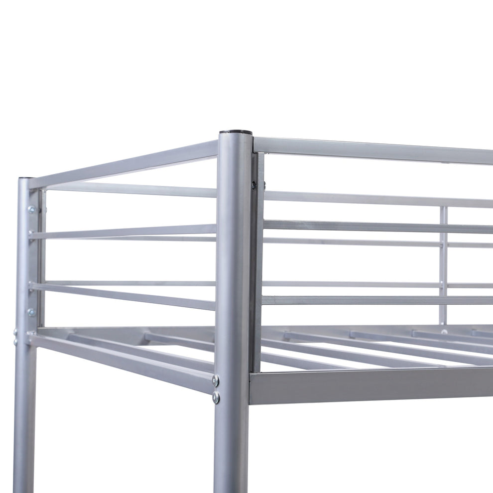 Silver Metal Twin Size Loft Bed With Desk By Homeroots | Beds | Modishstore - 7