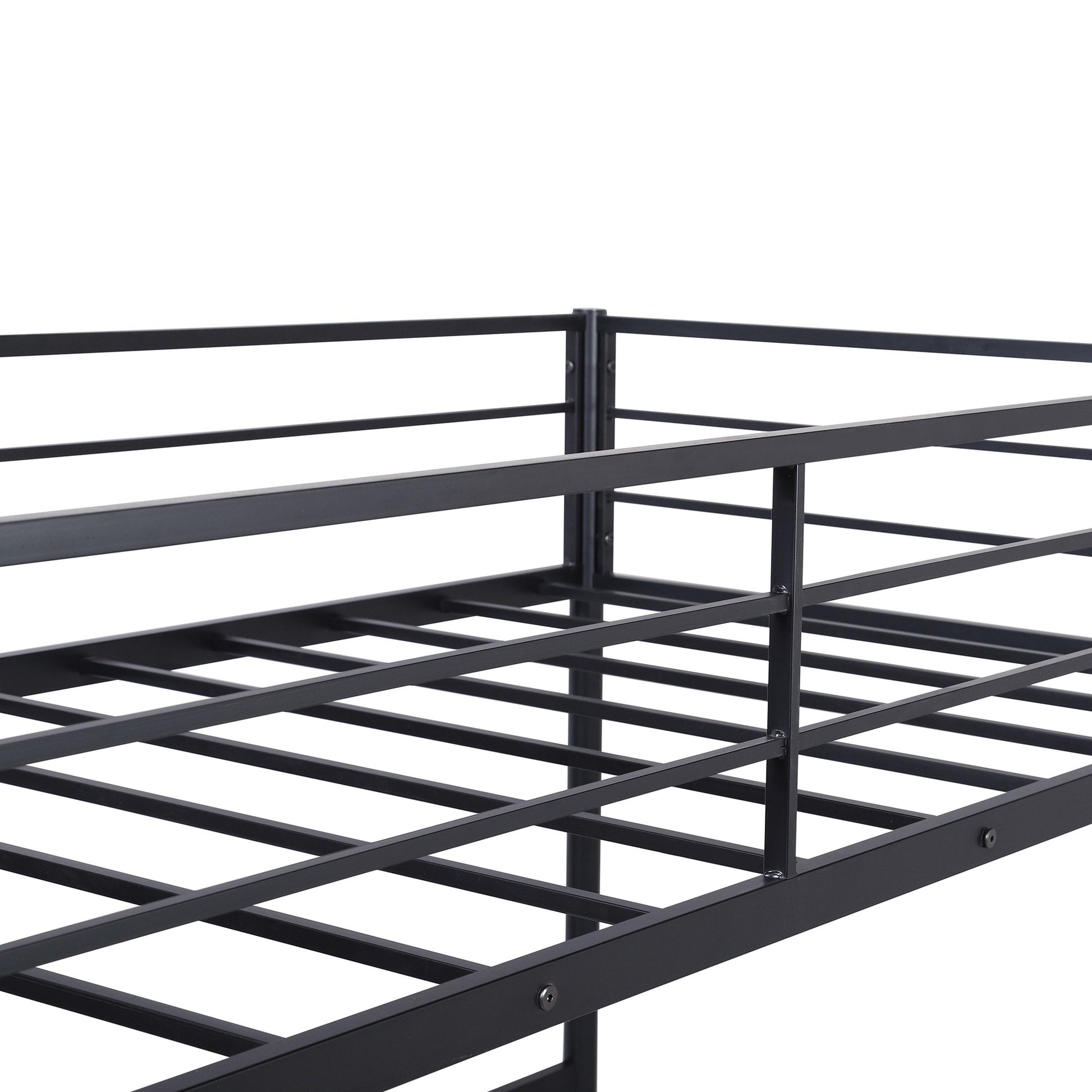 Black Metal Twin Size Loft Bed With Desk By Homeroots - 404072 | Beds | Modishstore - 4