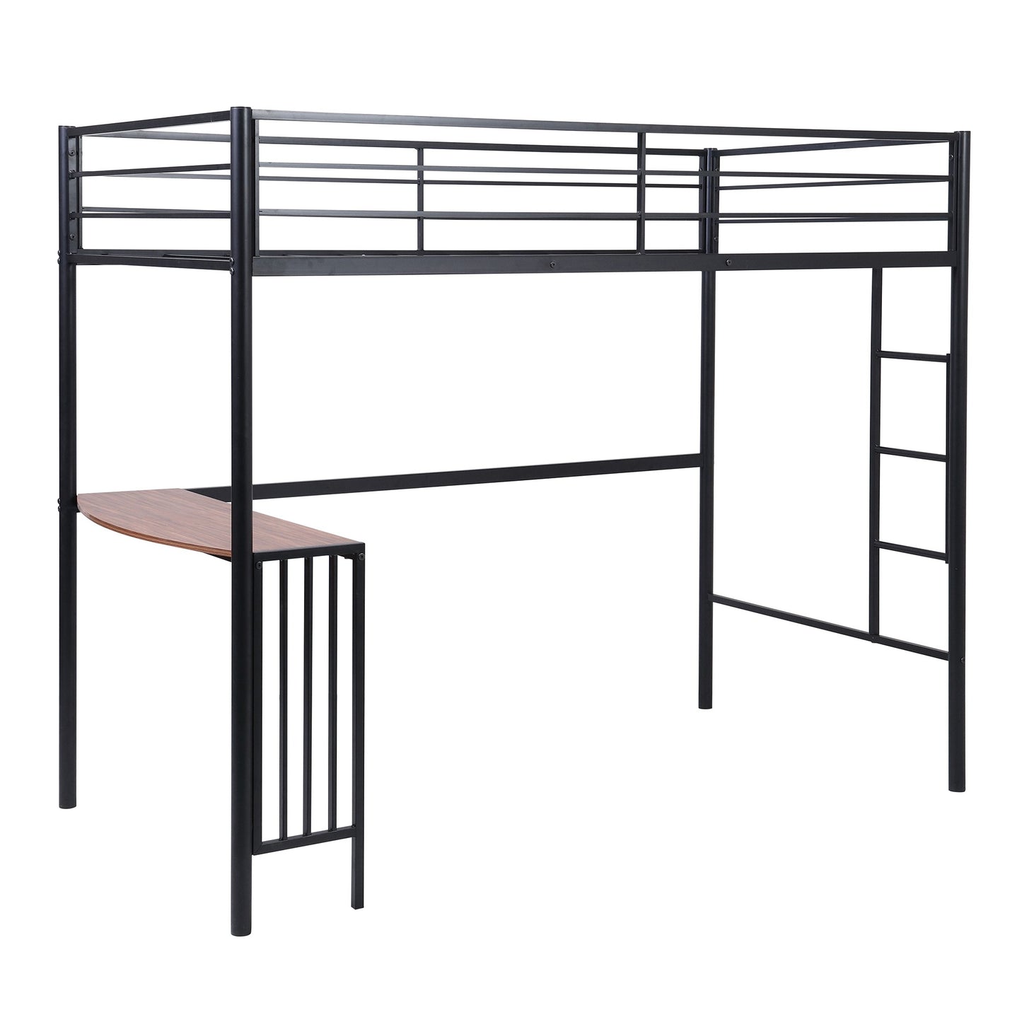 Black Metal Twin Size Loft Bed With Desk By Homeroots - 404072 | Beds | Modishstore - 6