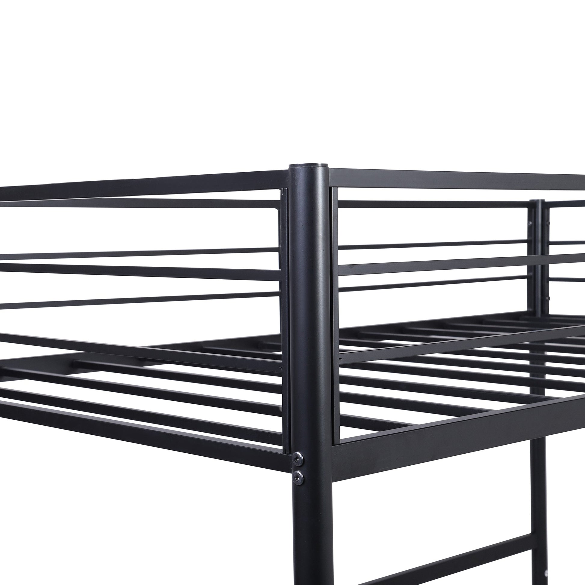 Black Metal Twin Size Loft Bed With Desk By Homeroots - 404072 | Beds | Modishstore - 7
