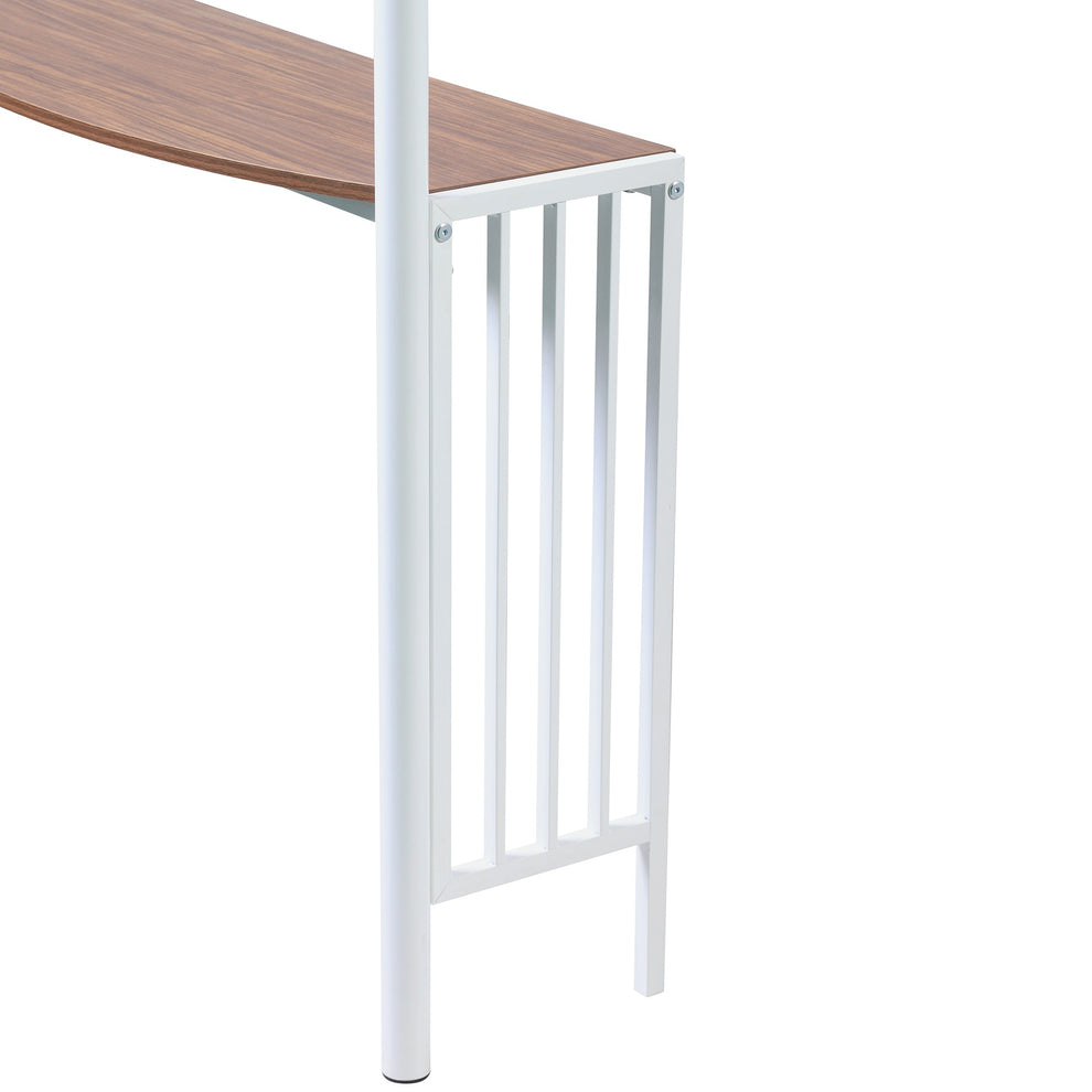 White Metal Twin Size Loft Bed With Desk By Homeroots | Beds | Modishstore - 4