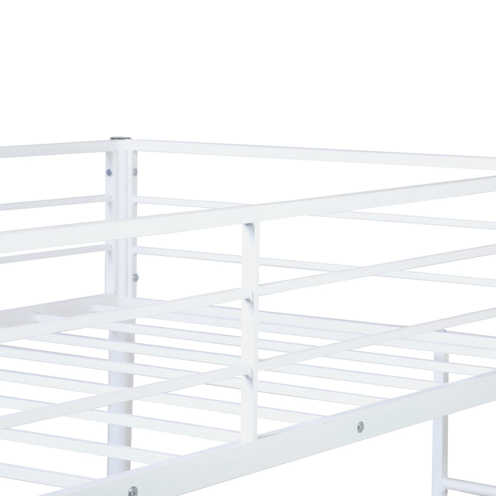 White Metal Twin Size Loft Bed With Desk By Homeroots | Beds | Modishstore - 5