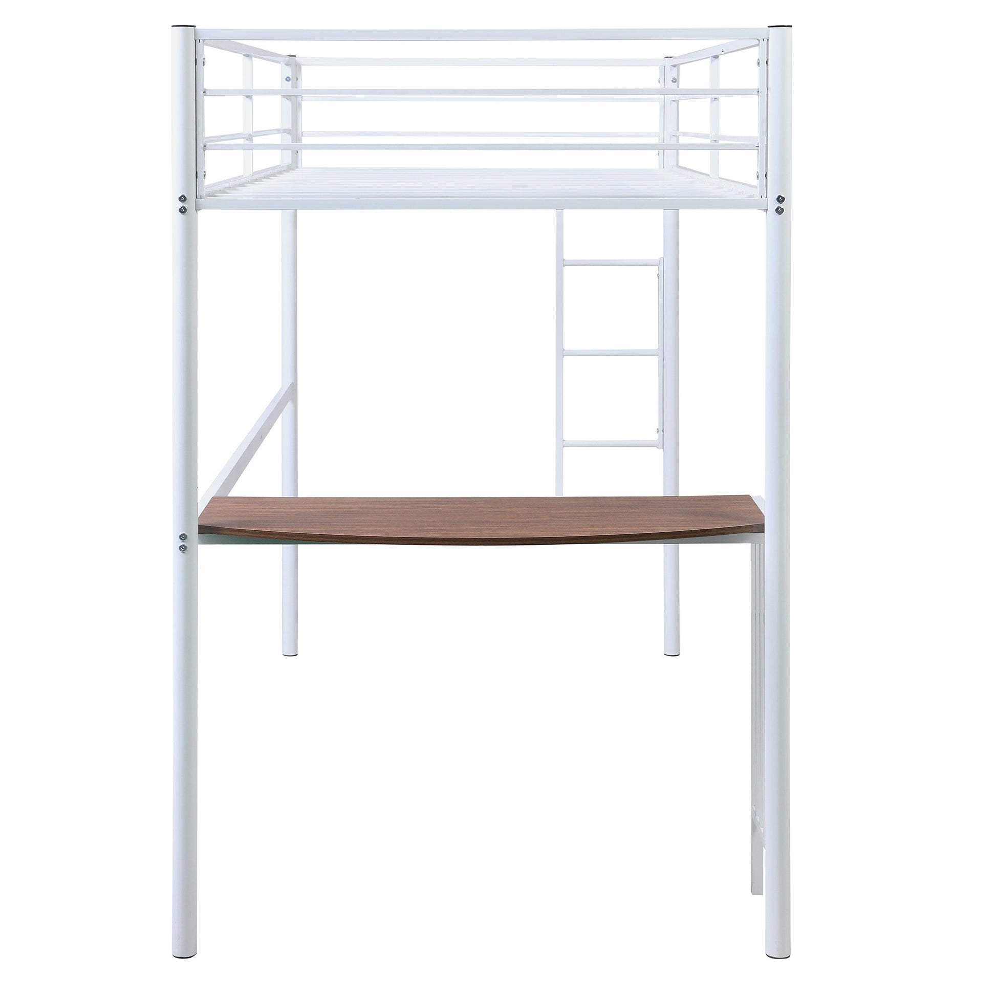 White Metal Twin Size Loft Bed With Desk By Homeroots | Beds | Modishstore - 7