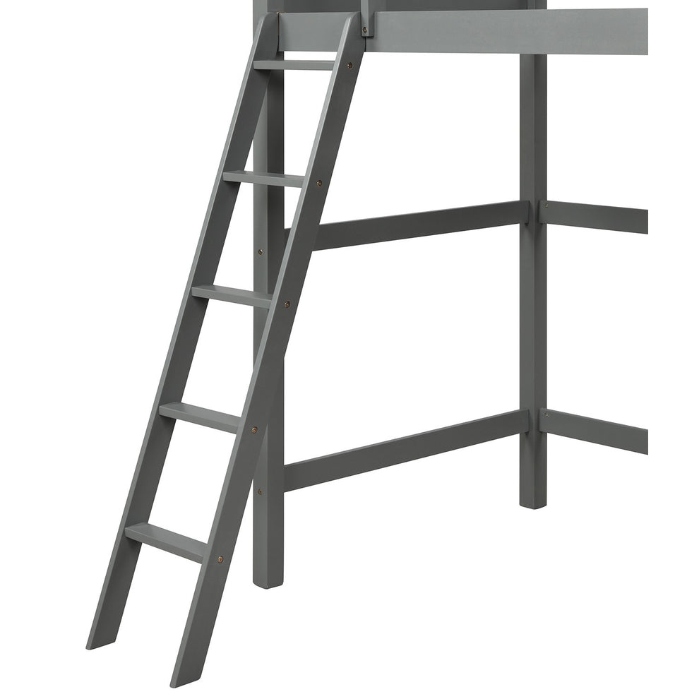Gray Twin Size High Loft Bed By Homeroots | Beds | Modishstore - 6