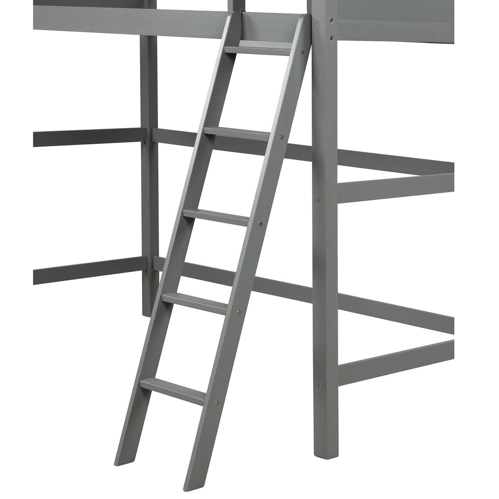 Gray Twin Size High Loft Bed By Homeroots | Beds | Modishstore - 8