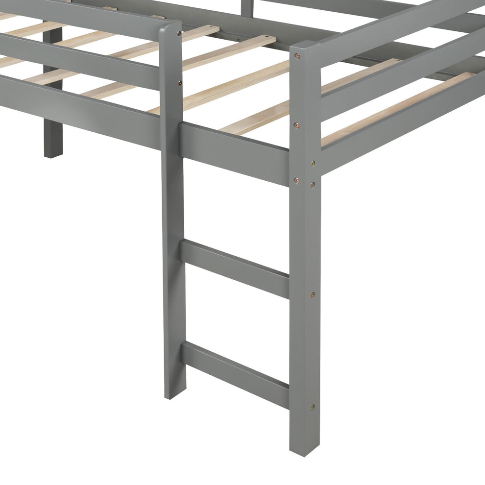 Gray Twin Size Low Loft Bed With Slide By Homeroots - 404078 | Beds | Modishstore - 5