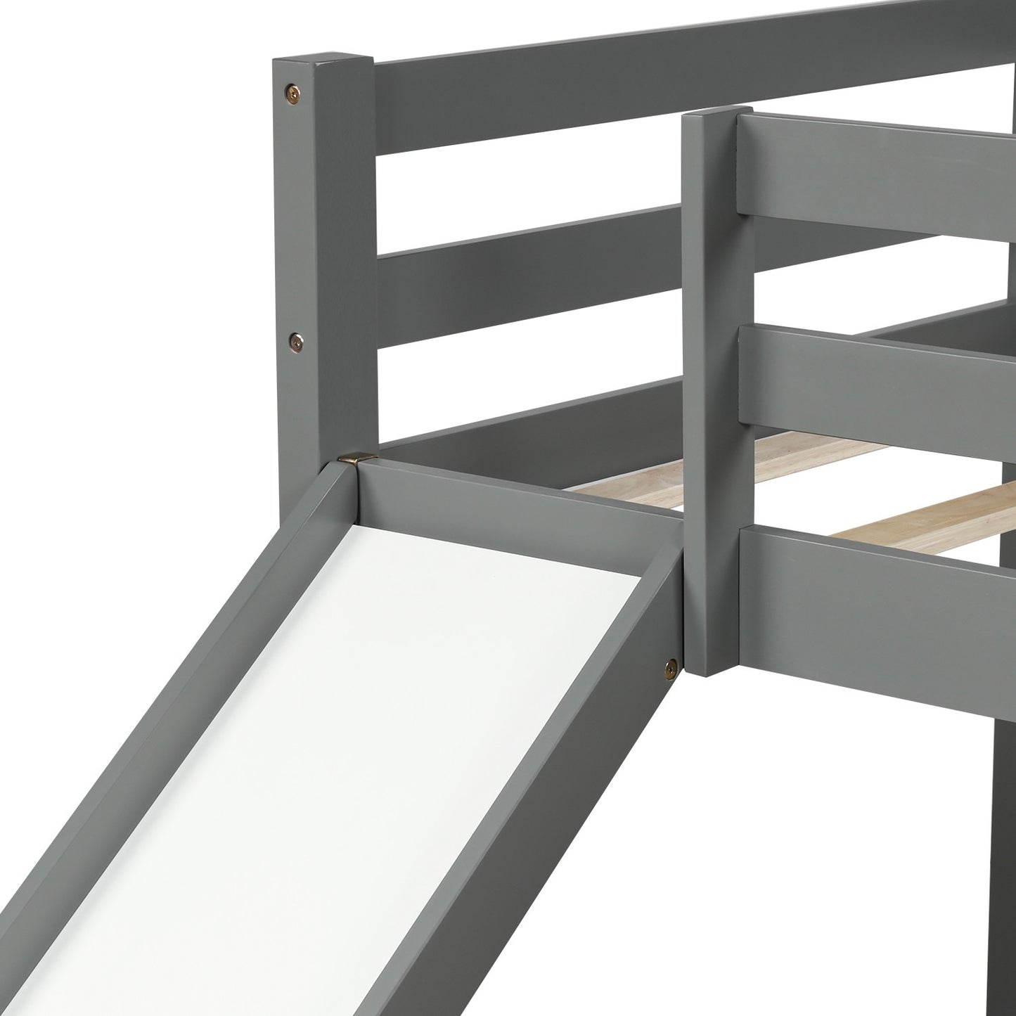 Gray Twin Size Low Loft Bed With Slide By Homeroots - 404078 | Beds | Modishstore - 6
