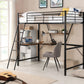 Black Metal Loft Bed With L Shaped Desk And Shelf By Homeroots | Beds | Modishstore - 3