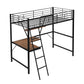 Black Metal Loft Bed With L Shaped Desk And Shelf By Homeroots | Beds | Modishstore - 7