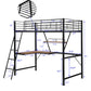 Black Metal Loft Bed With L Shaped Desk And Shelf By Homeroots | Beds | Modishstore - 9