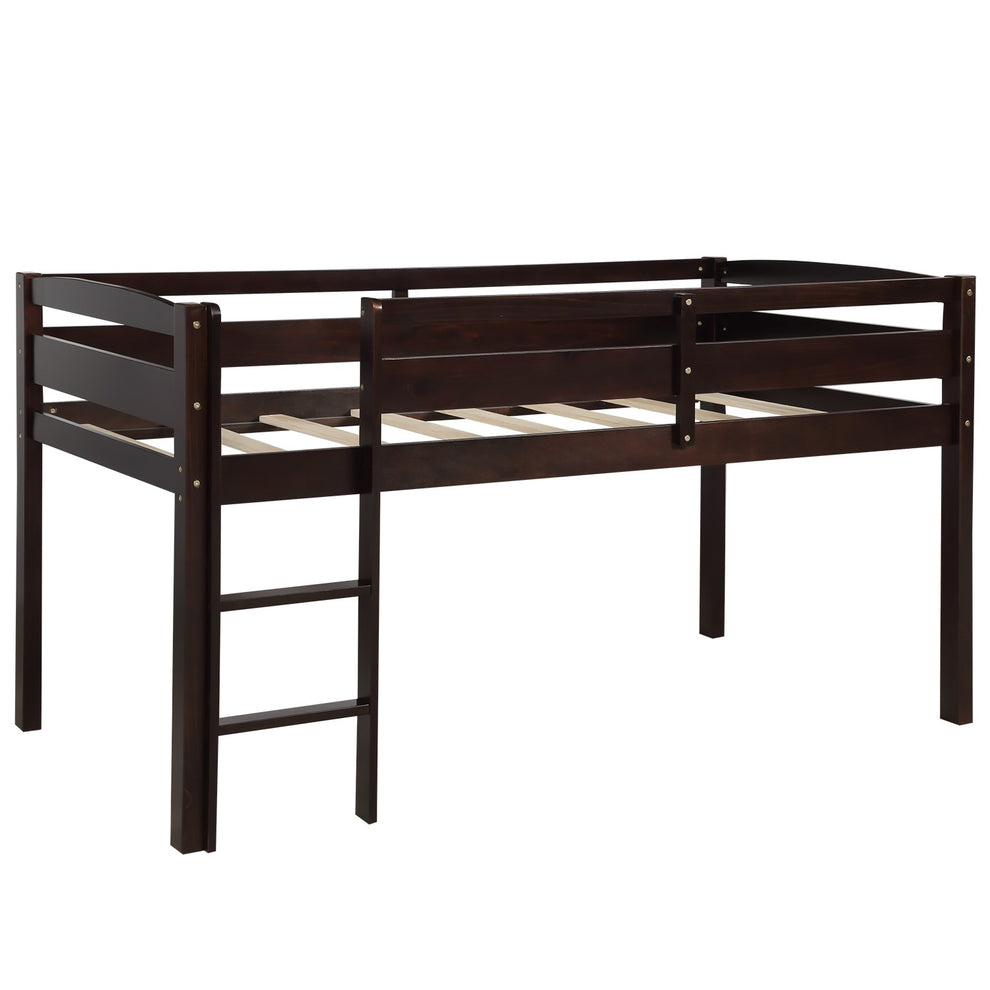 Brown Twin Size Low Loft Bed By Homeroots | Beds | Modishstore - 6