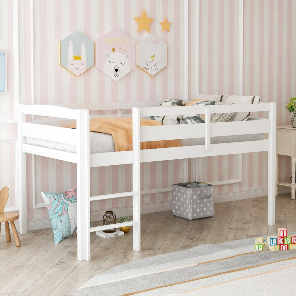 Brown Twin Size Low Loft Bed By Homeroots | Beds | Modishstore - 10